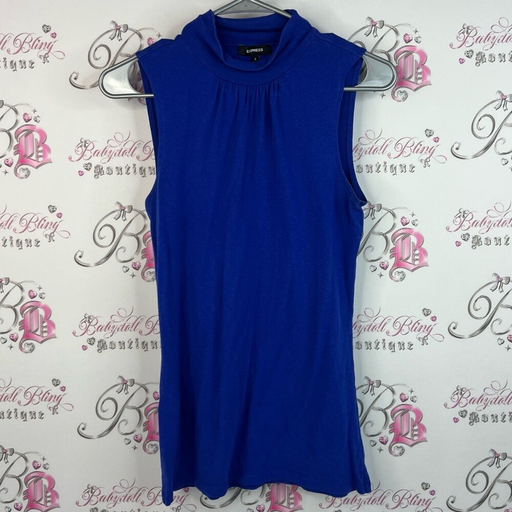 Express tank top rutched deep Royal Blue Sleeveless Tank Top